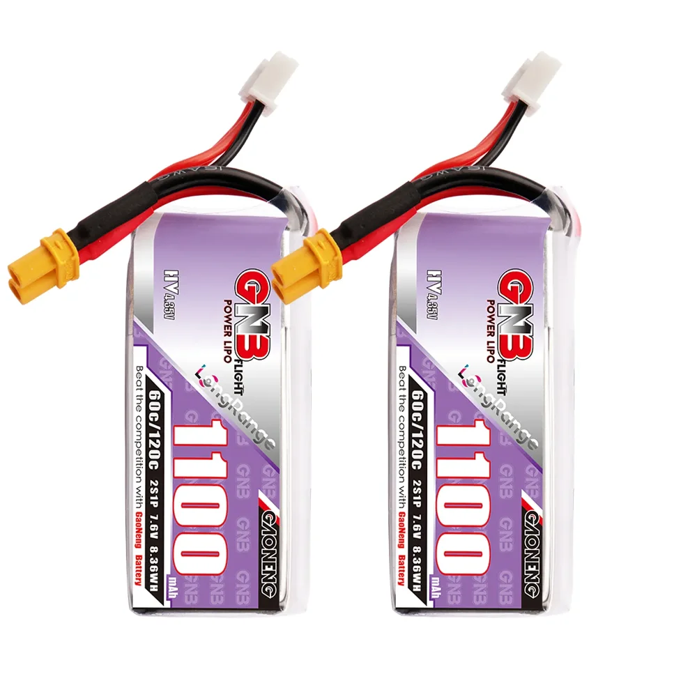 סוללת ליפו GNB 1100mAh 60C/120C ל-FPV (2S/3S/4S/6S, חיבור XT30)