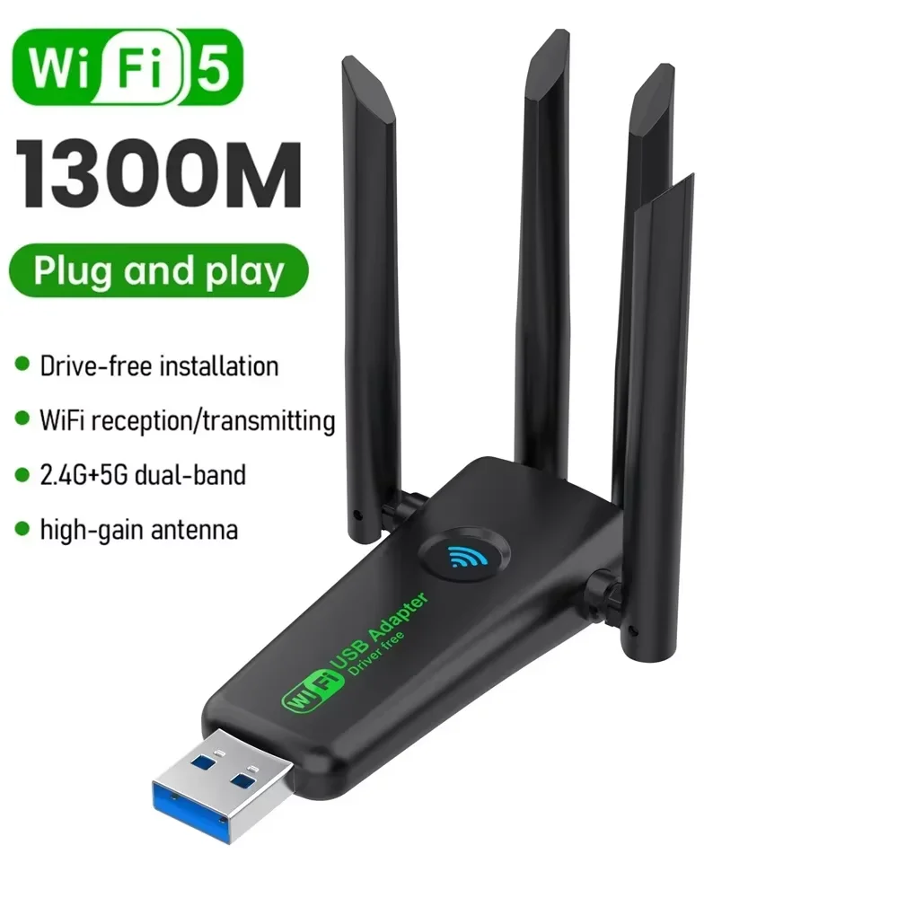 מתאם WiFi USB 3.0 דו-פסי — כרטיס רשת אלחוטי 2.4GHz/5GHz למחשב נייח ולנייד
