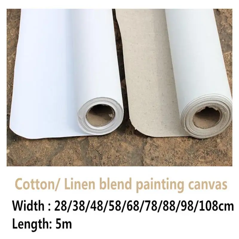 Primed Canvas Roll for Oil & Acrylic Painting — 5m, Cotton or Linen Blend